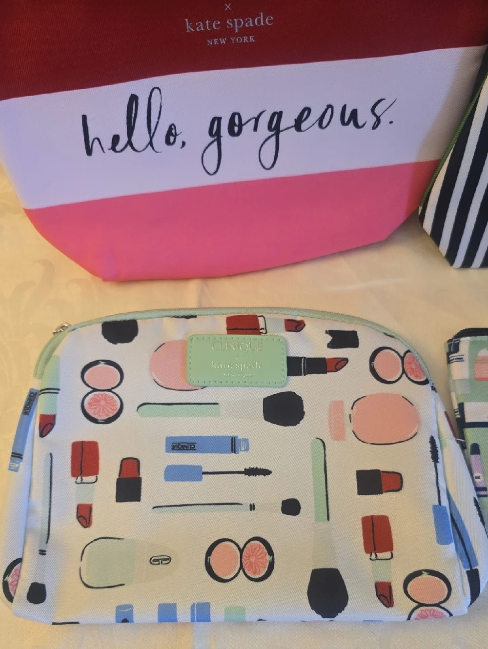 4 Clinique x Kate Spade Cosmetic Bags - Multi Color Sets New